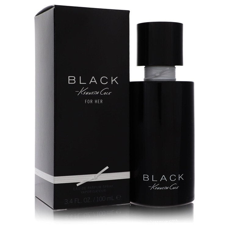 Kenneth Cole Black Eau De Parfum spray for women, 3.4 oz bottle with sleek black packaging and elegant design.