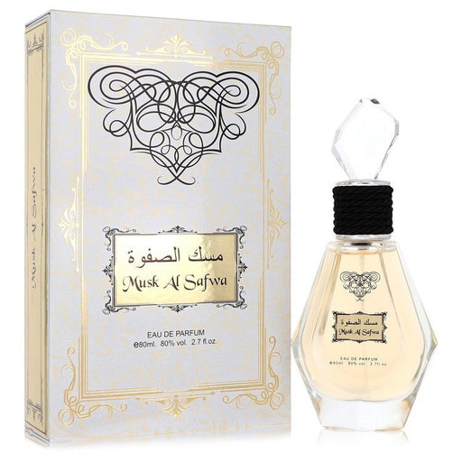Musk Al Safwa by Rihanah 2.7 oz Eau De Parfum Spray bottle with elegant design for men and women.
