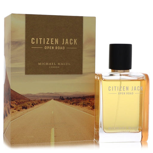 Citizen Jack Open Road Eau De Parfum Spray 3.4 oz bottle for men, featuring a sleek design and modern packaging.