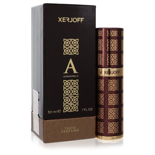 Xerjoff Alexandria II Eau De Parfum spray 1 oz, elegant bottle, suitable for women and men, featuring luxurious floral and woody notes.