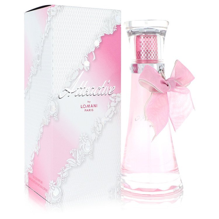 Lomani Attractive Eau De Parfum spray for women, 3.3 oz bottle with elegant design and floral fragrance.