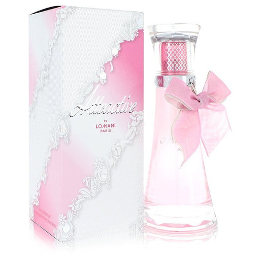 Lomani Attractive Eau De Parfum spray for women, 3.3 oz bottle with elegant design and floral fragrance.