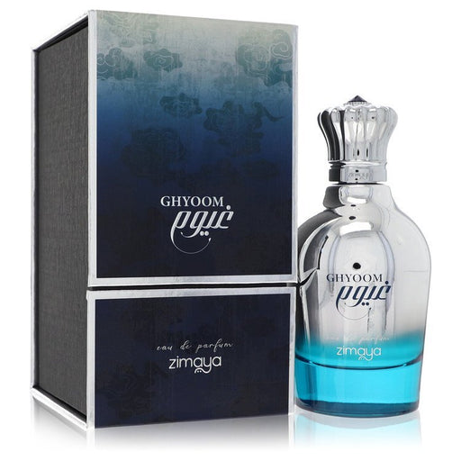 Afnan Zimaya Ghyoom Eau De Parfum spray bottle for men and women, featuring sleek packaging and elegant fragrance design.