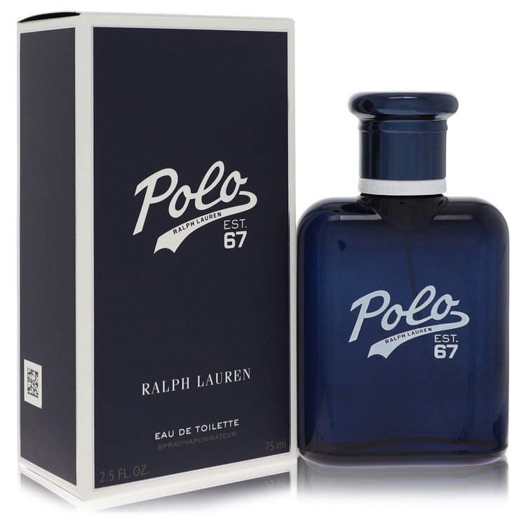 Polo 67 by Ralph Lauren 2.5 oz Eau De Toilette Spray for men, showcasing the elegant bottle design against a neutral background.