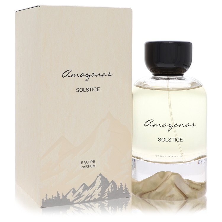 Atralia Amazonas Solstice Eau De Parfum spray for women and unisex, 3.4 oz bottle, featuring a sleek design and elegant fragrance.