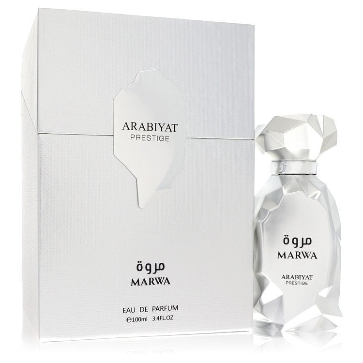 Arabiyat Prestige Eau De Parfum spray 3.4 oz for men and women, elegant bottle with sophisticated fragrance design.