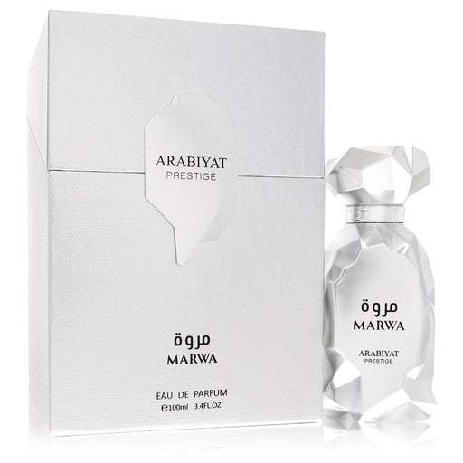 Arabiyat Prestige Eau De Parfum spray 3.4 oz for men and women, elegant bottle with sophisticated fragrance design.