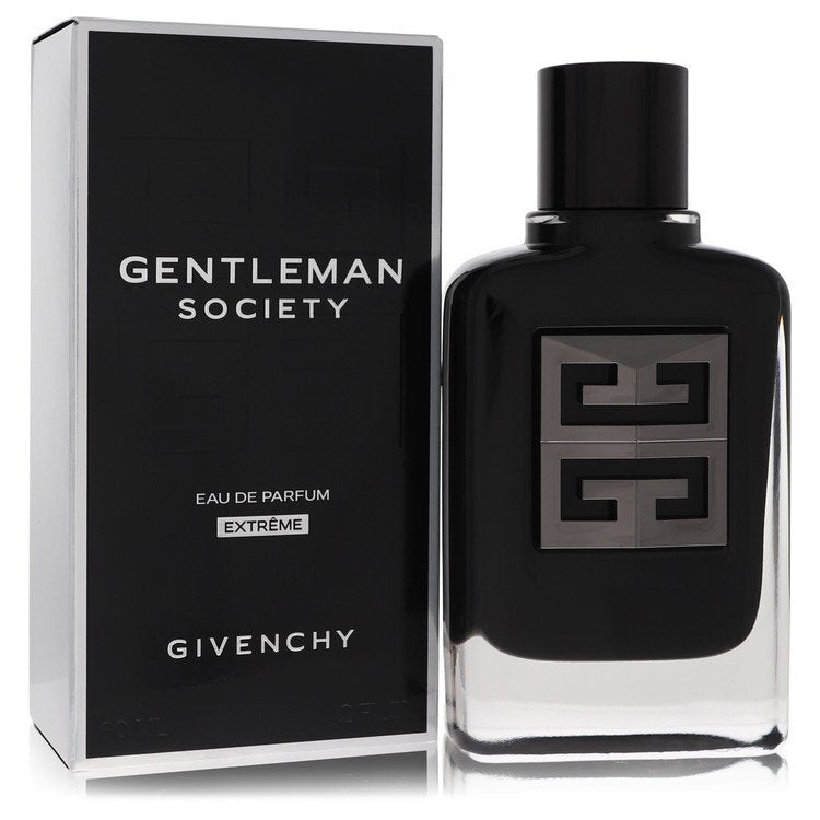 Givenchy Gentleman Society Extreme Eau De Parfum spray for men, 2 oz bottle, with sleek packaging and modern design.
