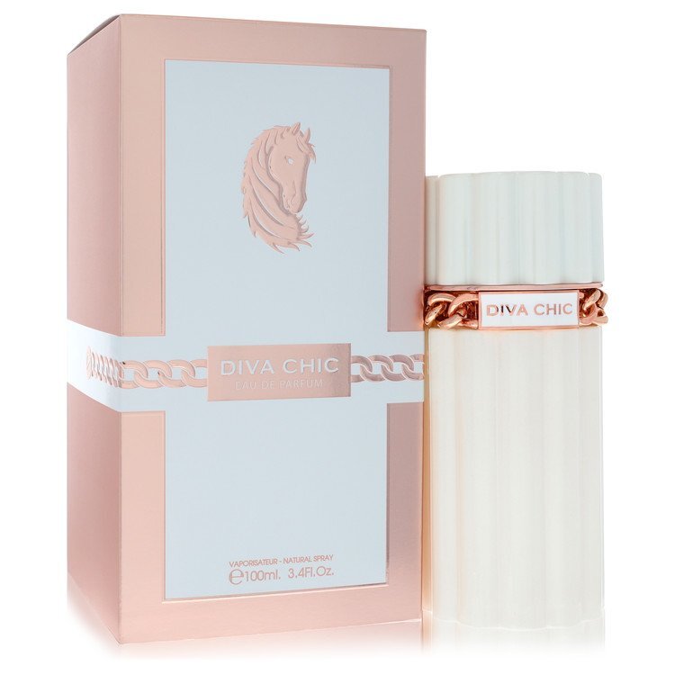 Diva Chic by Dumont Paris 3.4 oz Eau De Parfum Spray for women, featuring an elegant bottle design.