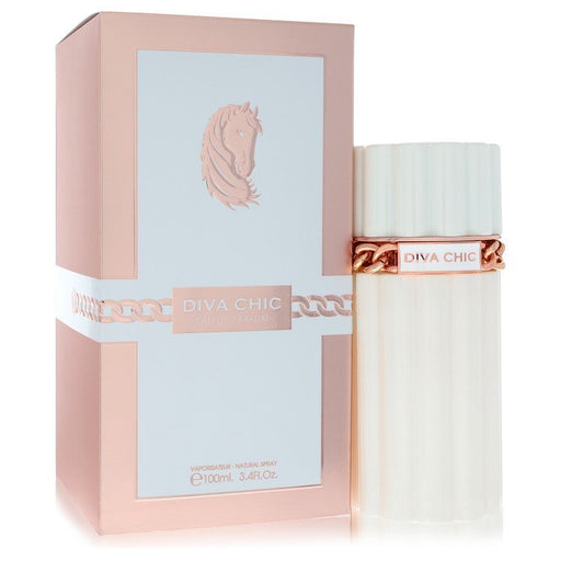 Diva Chic by Dumont Paris 3.4 oz Eau De Parfum Spray for women, featuring an elegant bottle design.