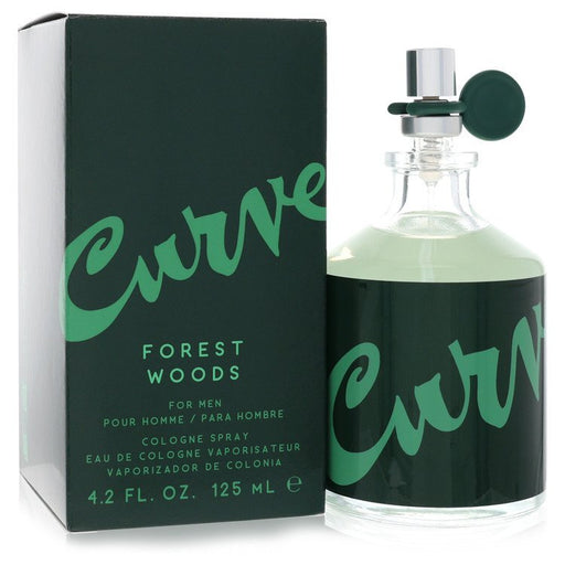 Liz Claiborne Curve Forest Woods cologne spray bottle with green accents, 4.2 oz, showcasing a natural forest theme.