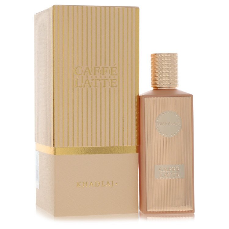 Khadlaj Caffe Latte perfume spray 3.4 oz for women and men, featuring a warm, coffee-inspired fragrance in a sleek bottle.