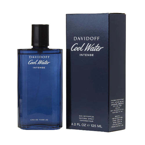 Men's Davidoff Cool Water Intense Eau De Parfum 4.2 oz bottle with sleek design and clear labeling for men.