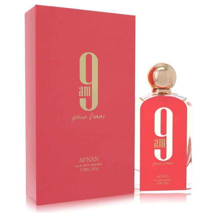 Afnan 9am Pour Femme Eau De Parfum spray for women, 3.4 oz bottle with elegant floral design.