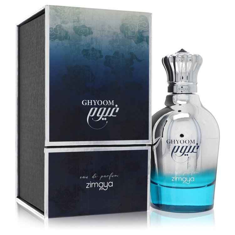 Afnan Ghyoom by Zimaya Eau De Parfum spray 3.4 oz for men and unisex, featuring elegant fragrance bottle design.