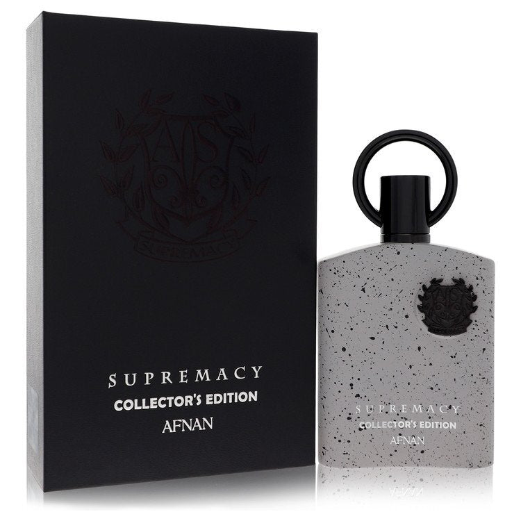 Afnan Supremacy Collector's Edition Eau De Parfum spray for men, 3.4 oz bottle, with sleek packaging and modern design.