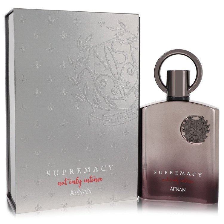 Afnan Supremacy Not Only Intense men's extrait de parfum spray, 3.4 oz bottle, with sleek packaging and elegant design.
