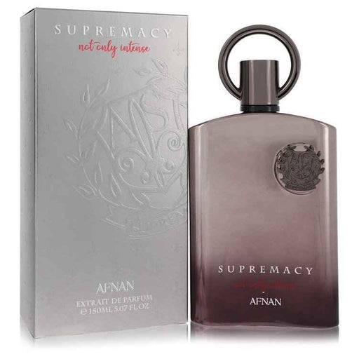 Afnan Supremacy Not Only Intense men’s extrait de parfum spray, 5 oz bottle with sleek design and minimalist label.