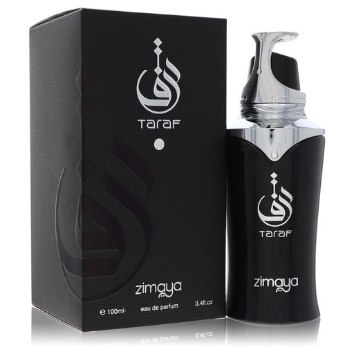 Afnan Taraf Black Eau De Parfum spray for men, 3.4 oz, featuring sleek black bottle design and modern branding.