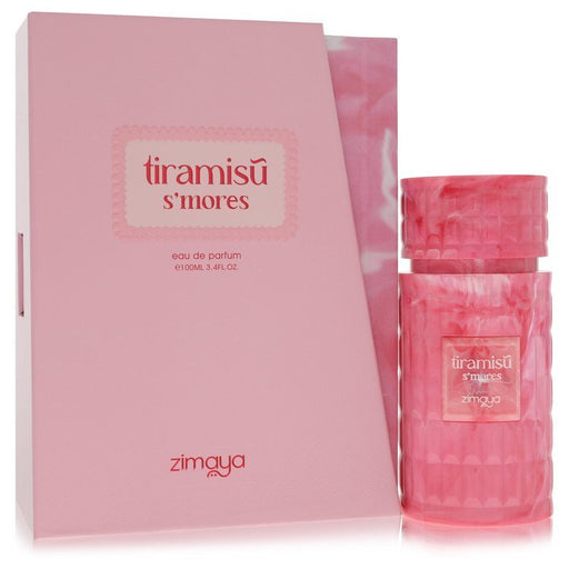 Afnan Tiramisu S'mores Eau De Parfum spray bottle, 3.4 oz, with elegant packaging, suitable for women and unisex.