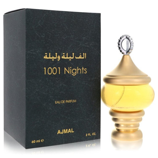Ajmal 1001 Nights Eau De Parfum spray for women, 2 oz bottle with elegant packaging and floral perfume design.