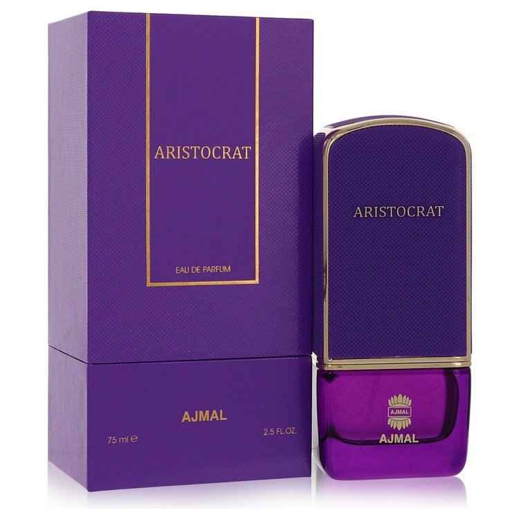 Ajmal Aristocrat Eau De Parfum Spray for Women, 2.5 oz bottle with elegant packaging and floral fragrance details.