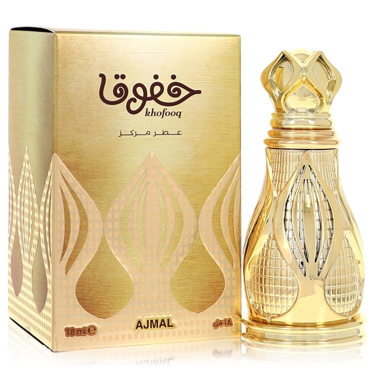 Ajmal Khofooq concentrated perfume bottle, 0.6 oz, showcasing elegant design for both men and women.