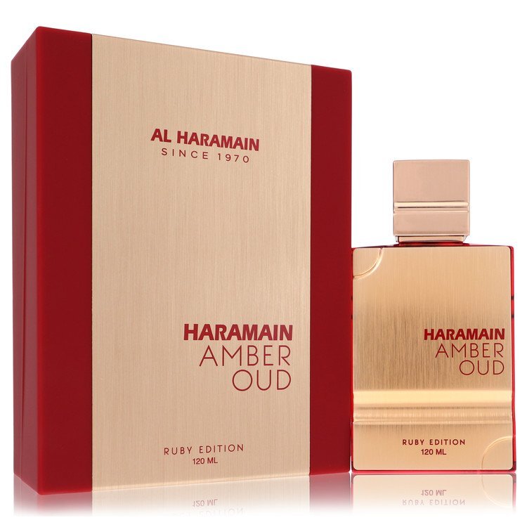 Amber Oud Ruby by Al Haramain Eau De Parfum spray 2 oz, featuring a luxurious amber and oud fragrance for women and men.