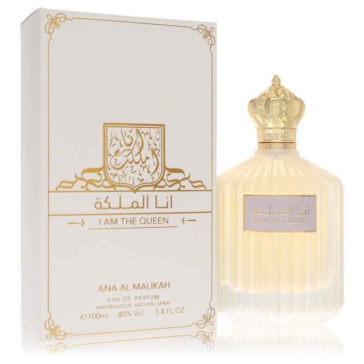 Al Zaafaran I Am The Queen Eau De Parfum spray bottle for women, 3.4 oz, featuring elegant packaging and product label.
