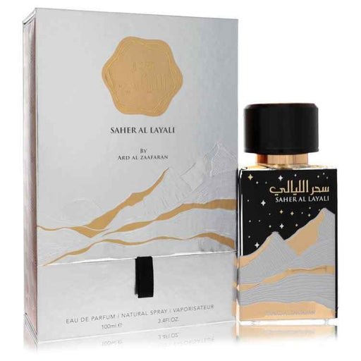 Saher Al Layali by Al Zaafaran Eau De Parfum spray for men and unisex, 3.4 oz bottle with elegant packaging.