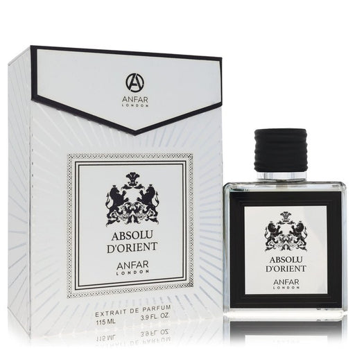 Anfar London Absolu D'Orient men's parfum spray bottle, 3.9 oz, with elegant packaging and fragrance details.