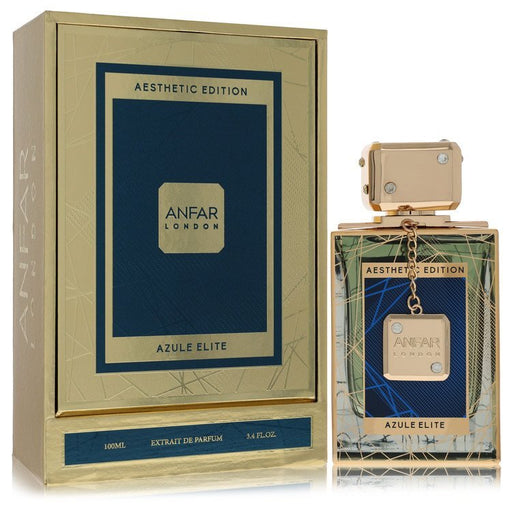 London Azule Elite by Anfar men's parfum spray, 3.4 oz, featuring a sleek bottle with elegant design and branding.