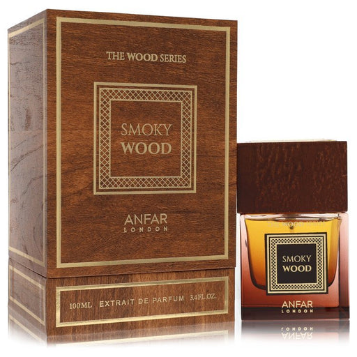 London Smoky Wood by Anfar men's parfum spray, 3.4 oz, featuring dark, smoky wood fragrance in a sleek bottle.