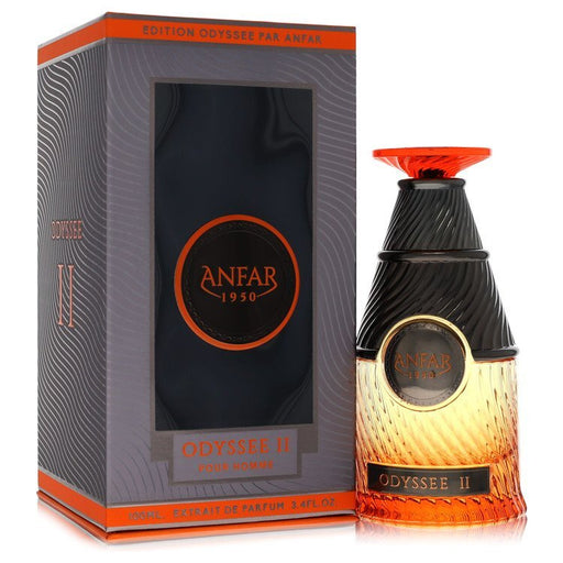 Odyssée II by Anfar men's extrait de parfum spray, 3.4 oz, featuring a sleek bottle with elegant branding and sophisticated design.