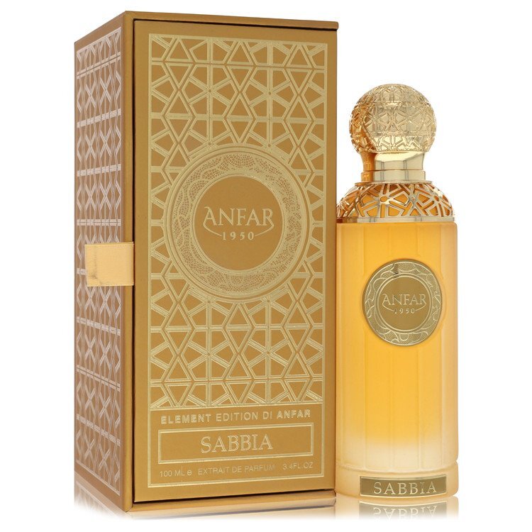 Sabbia by Anfar men's parfum spray, 3.4 oz, featuring a luxurious fragrance bottle with elegant design and branding.