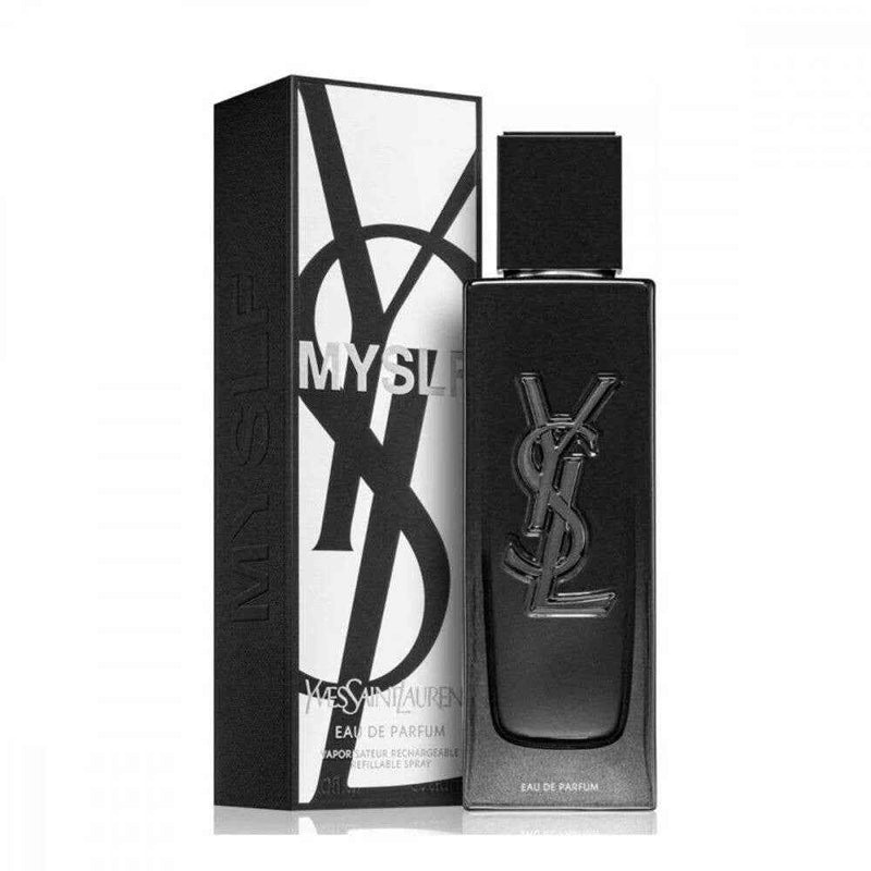 Yves Saint Laurent Myslf Eau De Parfum spray for men, 2 oz bottle, elegant design, fragrance bottle with branding details