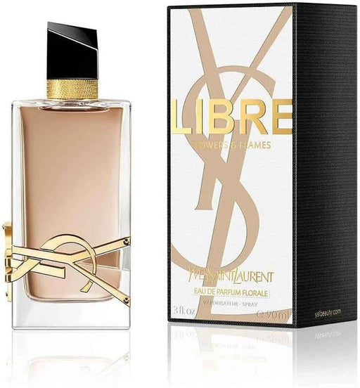 Flowers & Flames by Yves Saint Laurent Eau De Parfum spray for women, 3 oz, featuring floral and fiery scent notes.