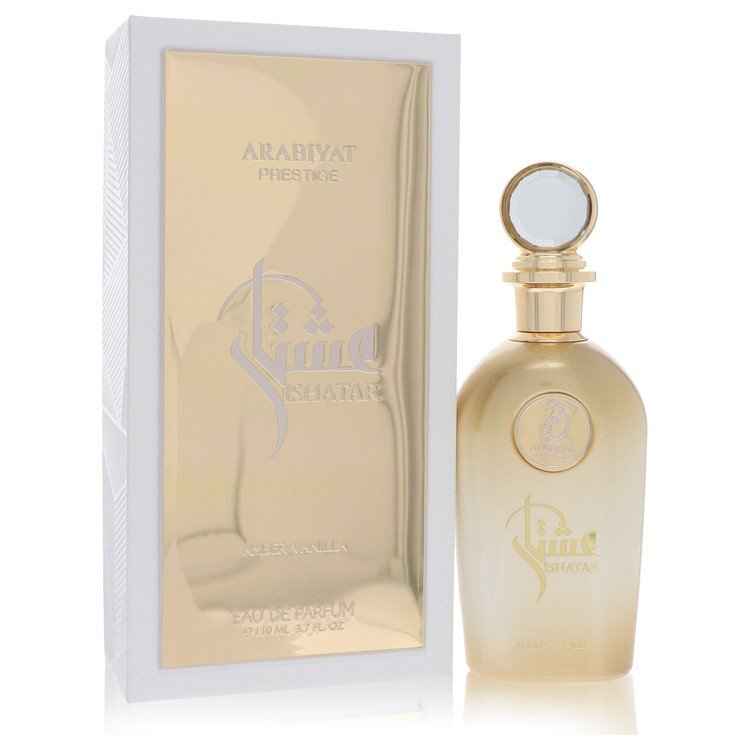 Arabiyat Prestige Amber Vanilla Eau De Parfum spray for women and unisex, 3.7 oz bottle with warm vanilla and amber notes.