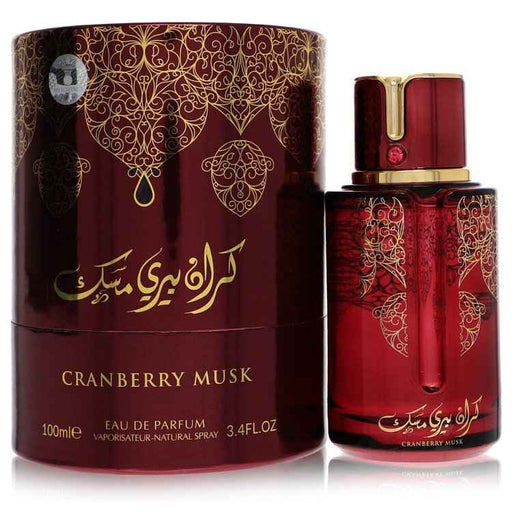 Arabiyat Prestige Cranberry Musk Eau de Parfum spray 3.4 oz for women and unisex, featuring a cranberry and musk fragrance.