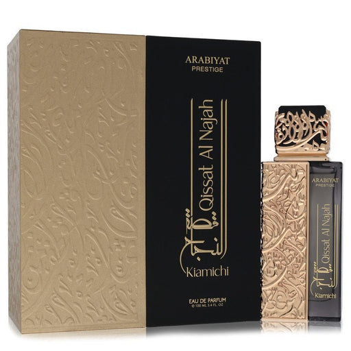 Arabiyat Prestige Qissat Al Najah Kiamichi Eau De Parfum spray for men, 3.4 oz bottle, elegant fragrance with floral and woody notes