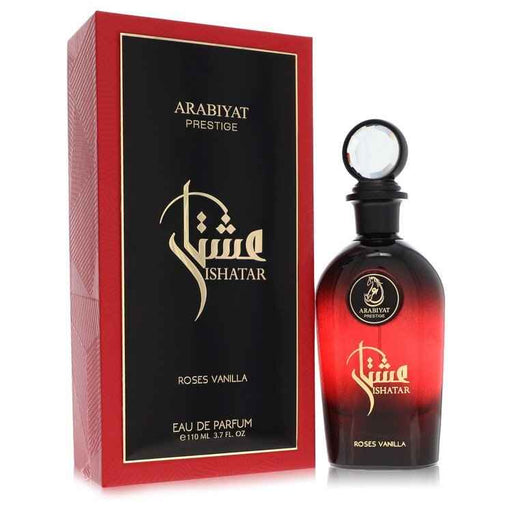 Arabiyat Prestige Roses Vanilla Eau De Parfum spray 3.7 oz for women and unisex, featuring a floral vanilla scent.
