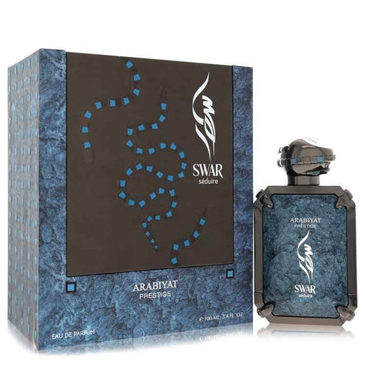 Arabiyat Prestige Swar Seduire Eau de Parfum spray for men and unisex, 3.4 oz bottle with elegant packaging.