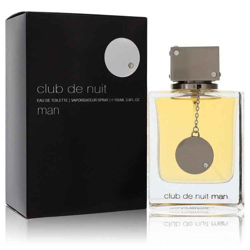 Armaf Club De Nuit Eau De Toilette spray for men, 3.6 oz bottle with sleek design and dark-colored fragrance cap.