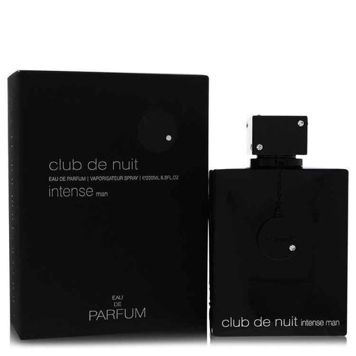 Armaf Club De Nuit Intense Eau De Parfum spray for men, 6.8 oz bottle, featuring sleek packaging and dark fragrance notes.