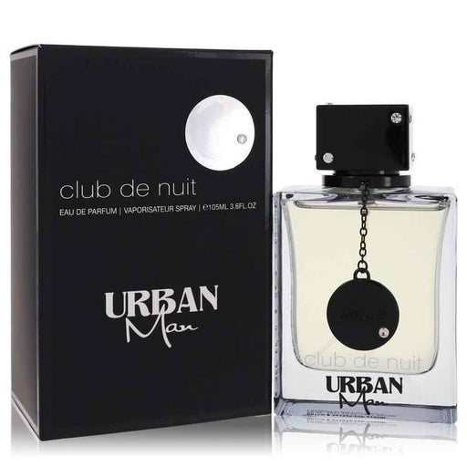 Armaf Club de Nuit Urban Man Eau de Parfum spray for men, 3.4 oz, featuring sleek bottle design and modern branding.