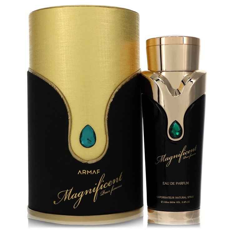 Magnificent by Armaf Eau De Parfum spray for women, 3.4 oz bottle, elegant fragrance with floral and woody notes.