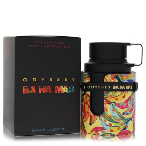 Armaf Odyssey Ba Ha Mas Eau de Parfum spray for men, 3.4 oz bottle, featuring sleek packaging and brand logo.