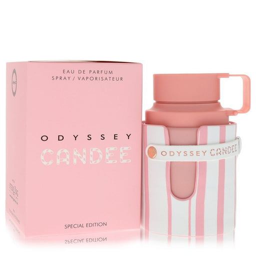 Odyssey Candee by Armaf Eau de Parfum spray for women, 3.4 oz bottle, elegant fragrance with floral and fruity notes.