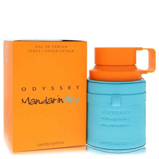 Odyssey Mandarin Sky by Armaf Eau De Parfum Spray for men, 3.4 oz, sleek bottle with modern design.
