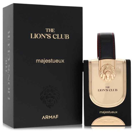 Armaf The Lion's Club Majestueux men's Eau De Parfum spray, 3.4 oz bottle, sleek design and dark fragrance bottle.
